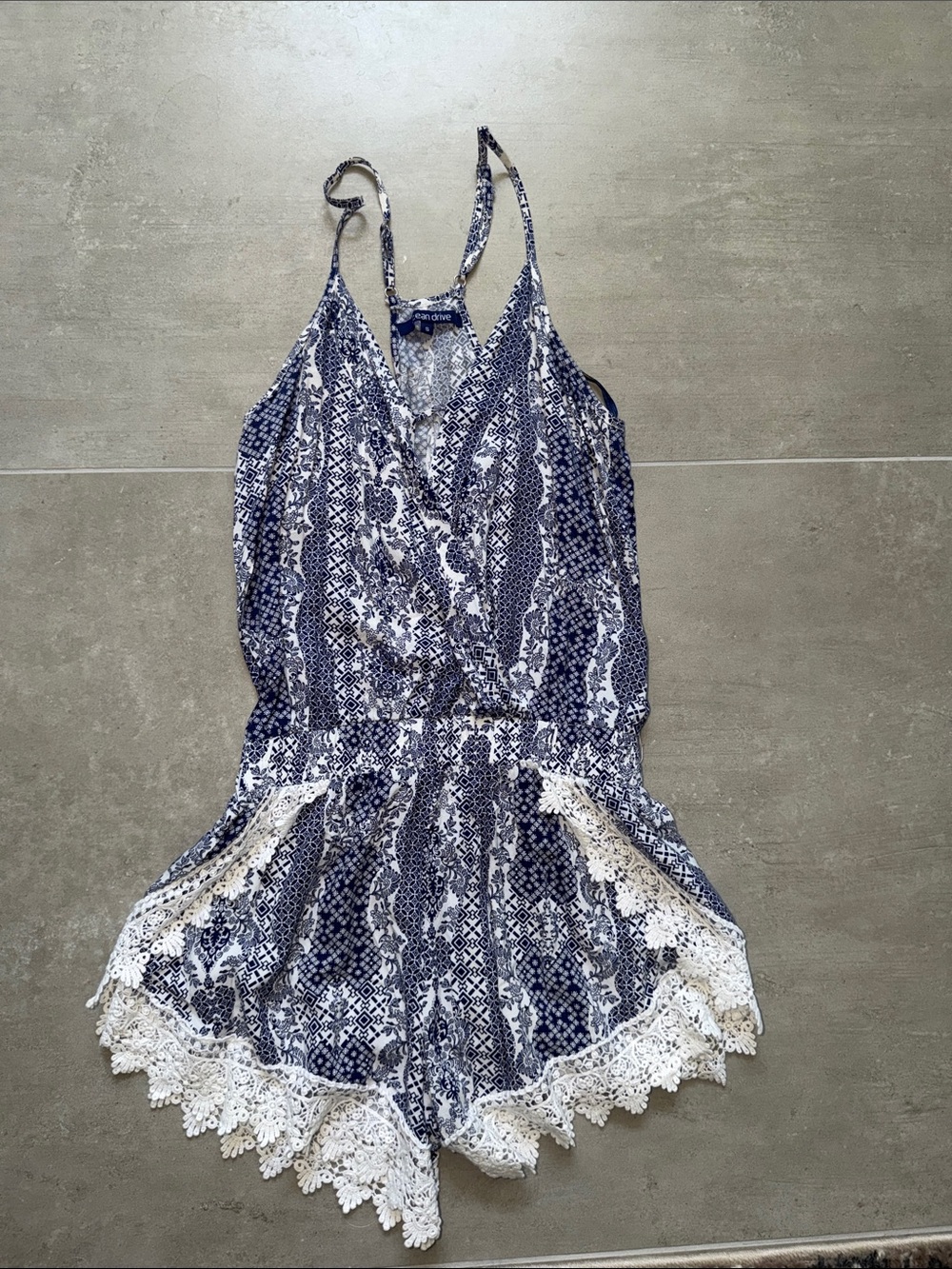 Ocean Drive Navy & White Printed V-Neck Sundress. Size: Small! Worn once!